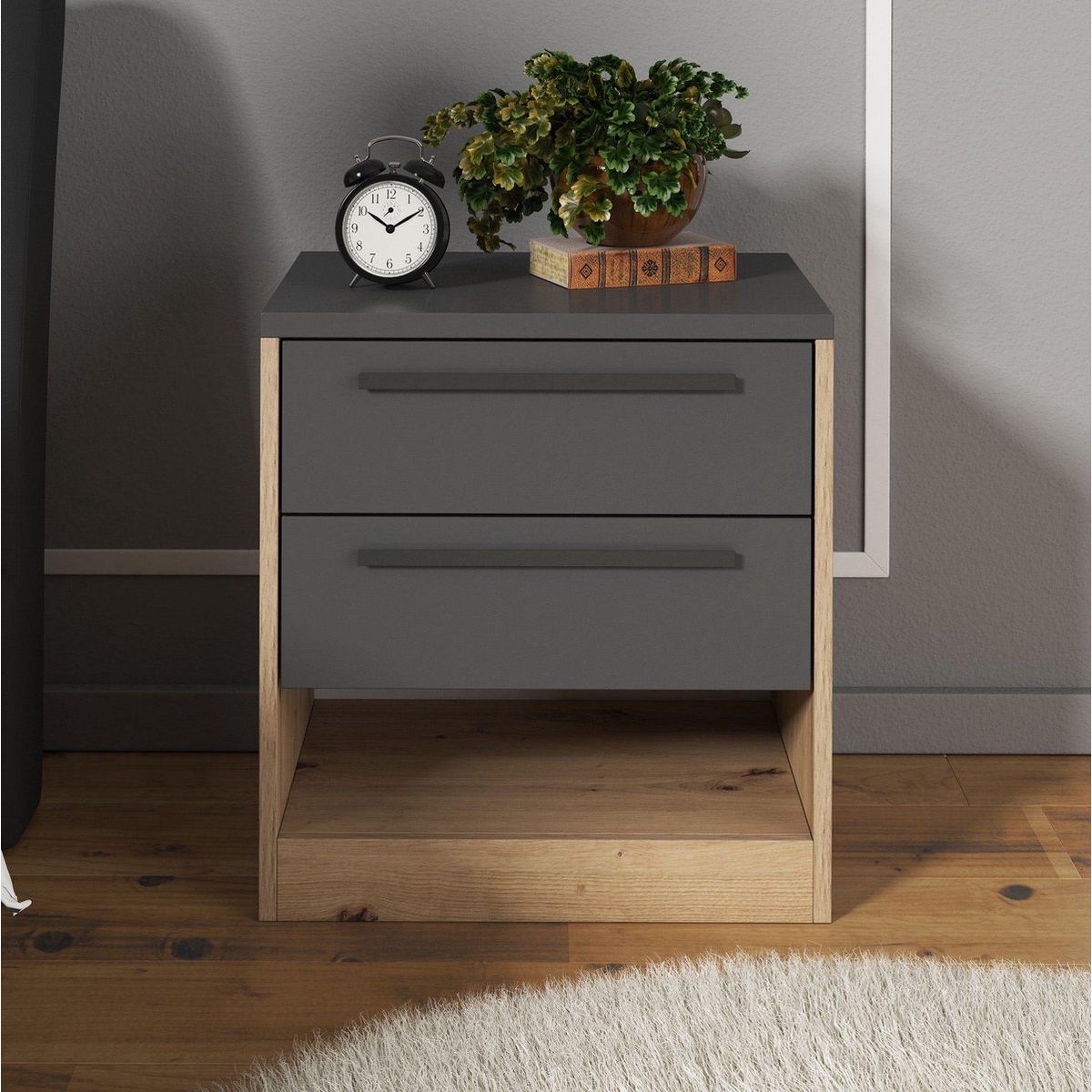 TU MESITA - Velador Mesa de Noche Axe color DunaNegro 2 cajones TU MESITA