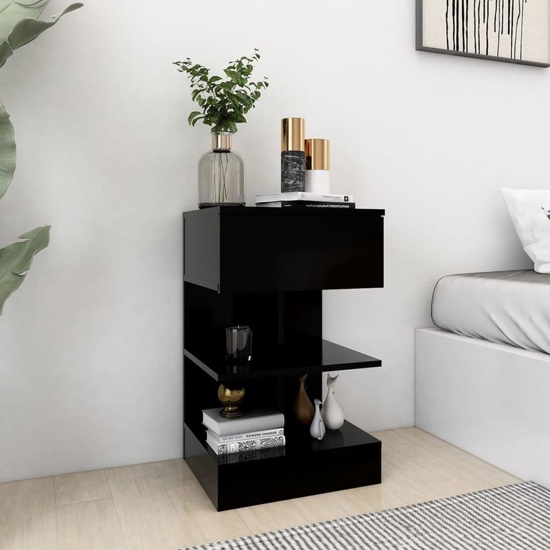 TU MESITA - Velador Mesa de Noche Muriel color Negro 1 cajón TU MESITA