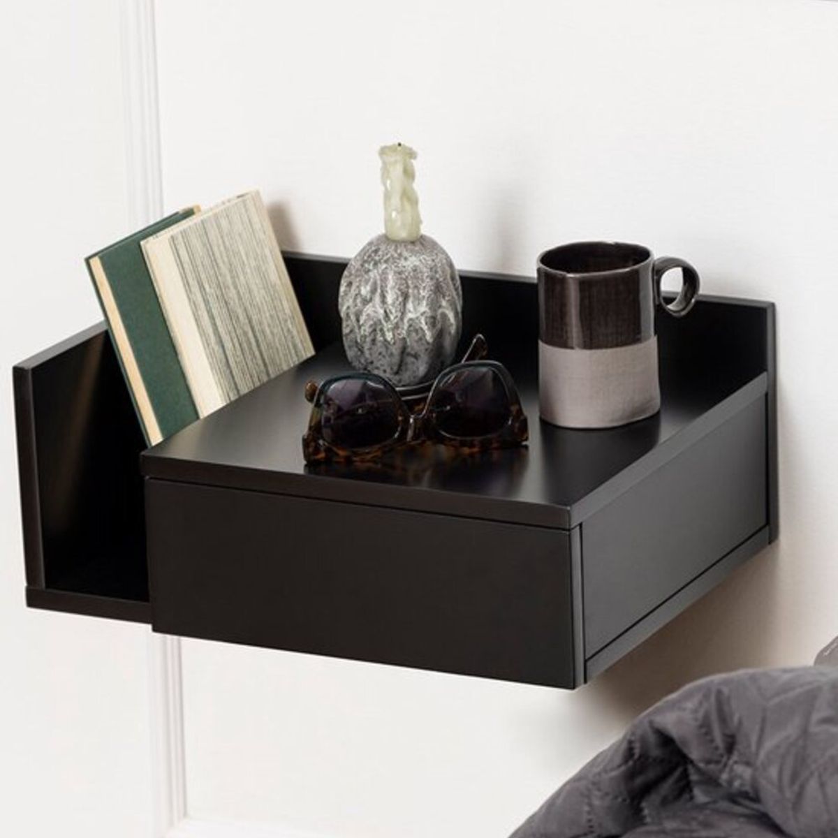 TU MESITA - Velador Flotante Iris color Negro 1 cajón TU MESITA