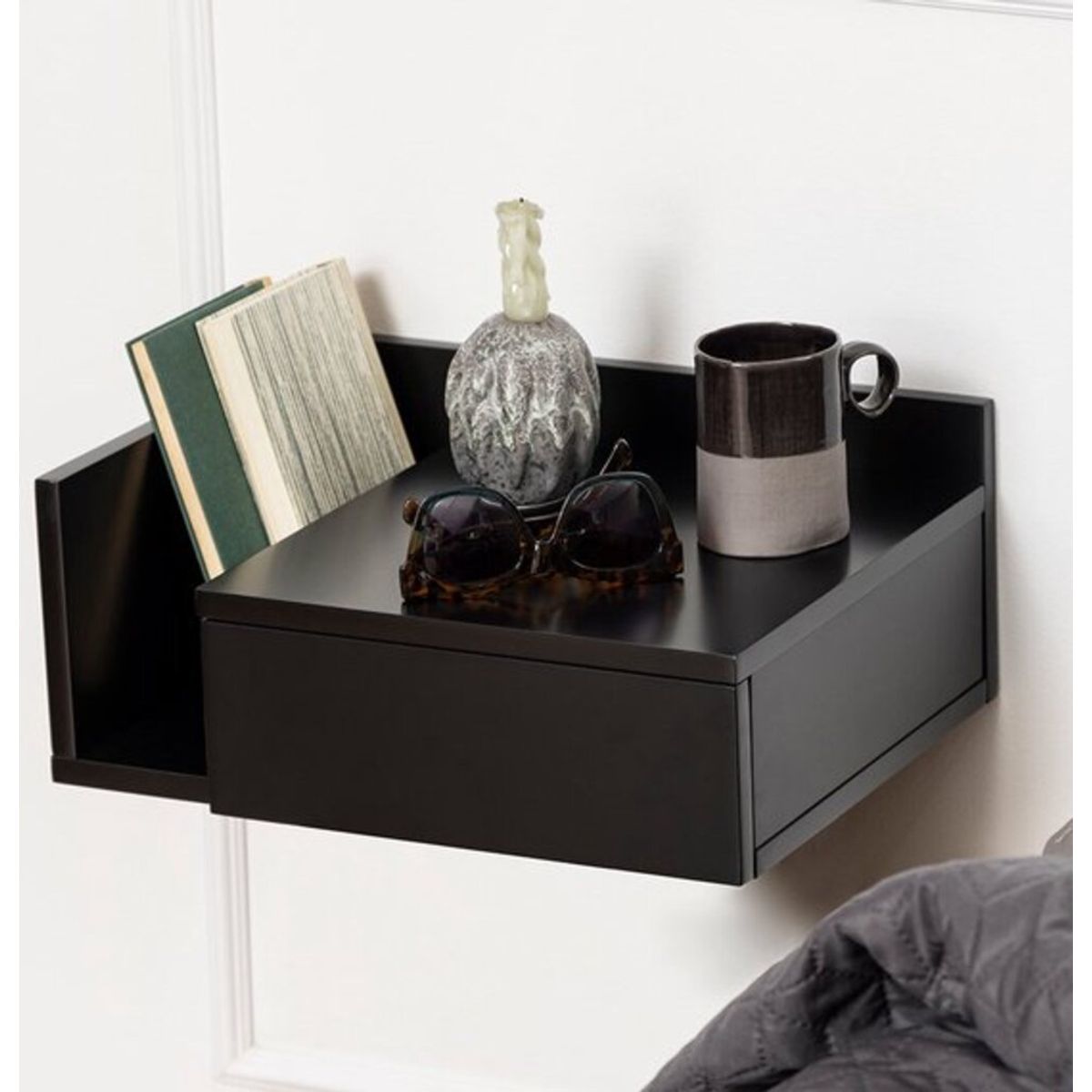 TU MESITA - Velador Flotante Iris color Negro 1 cajón TU MESITA