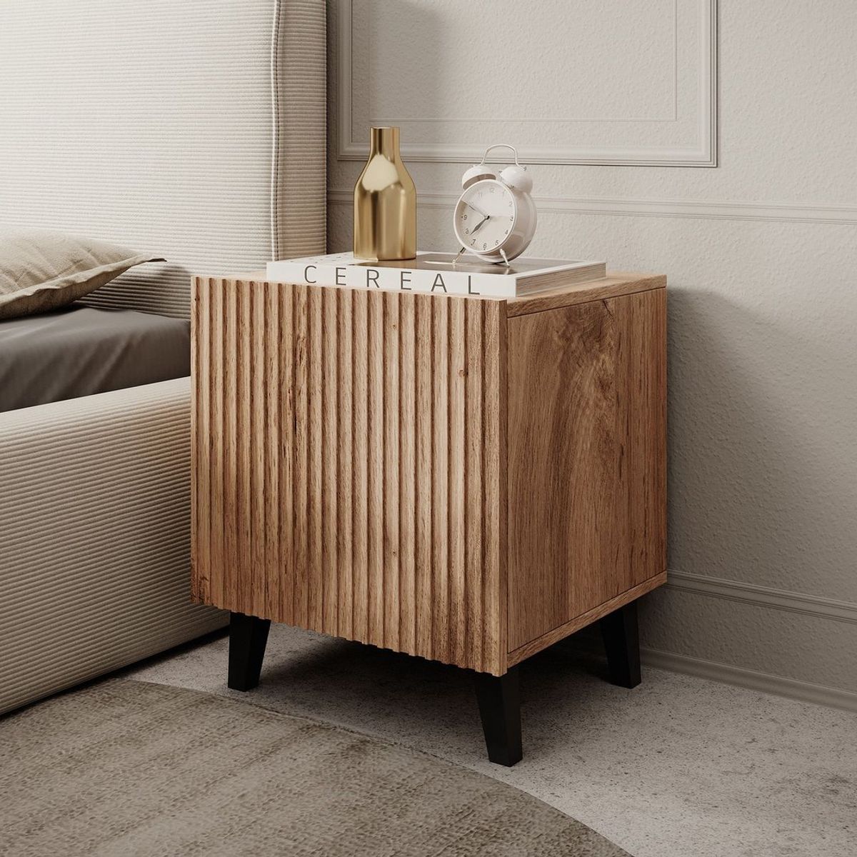 TU MESITA - Velador Mesa de Noche Moderno Rogger color Marrón 1 puerta TU MESITA