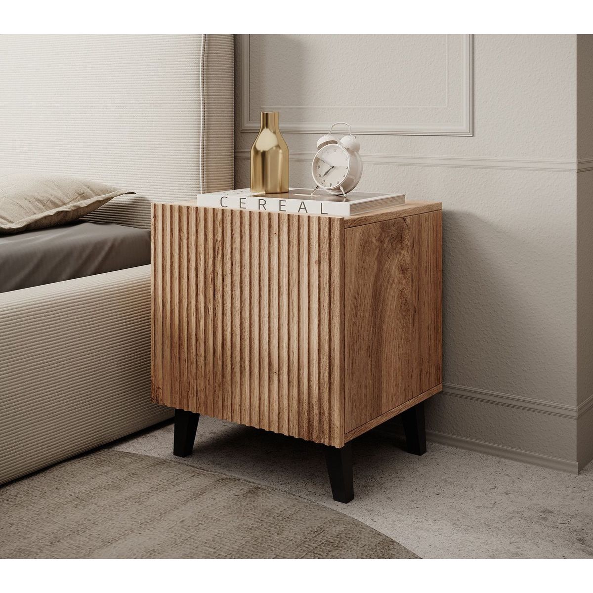 TU MESITA - Velador Mesa de Noche Moderno Rogger color Marrón 1 puerta TU MESITA