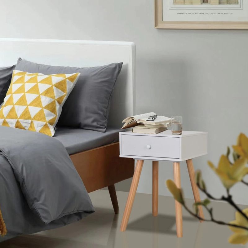 TU MESITA - Mesa de Noche Vintage Fenke color Blanco 1 cajón TU MESITA