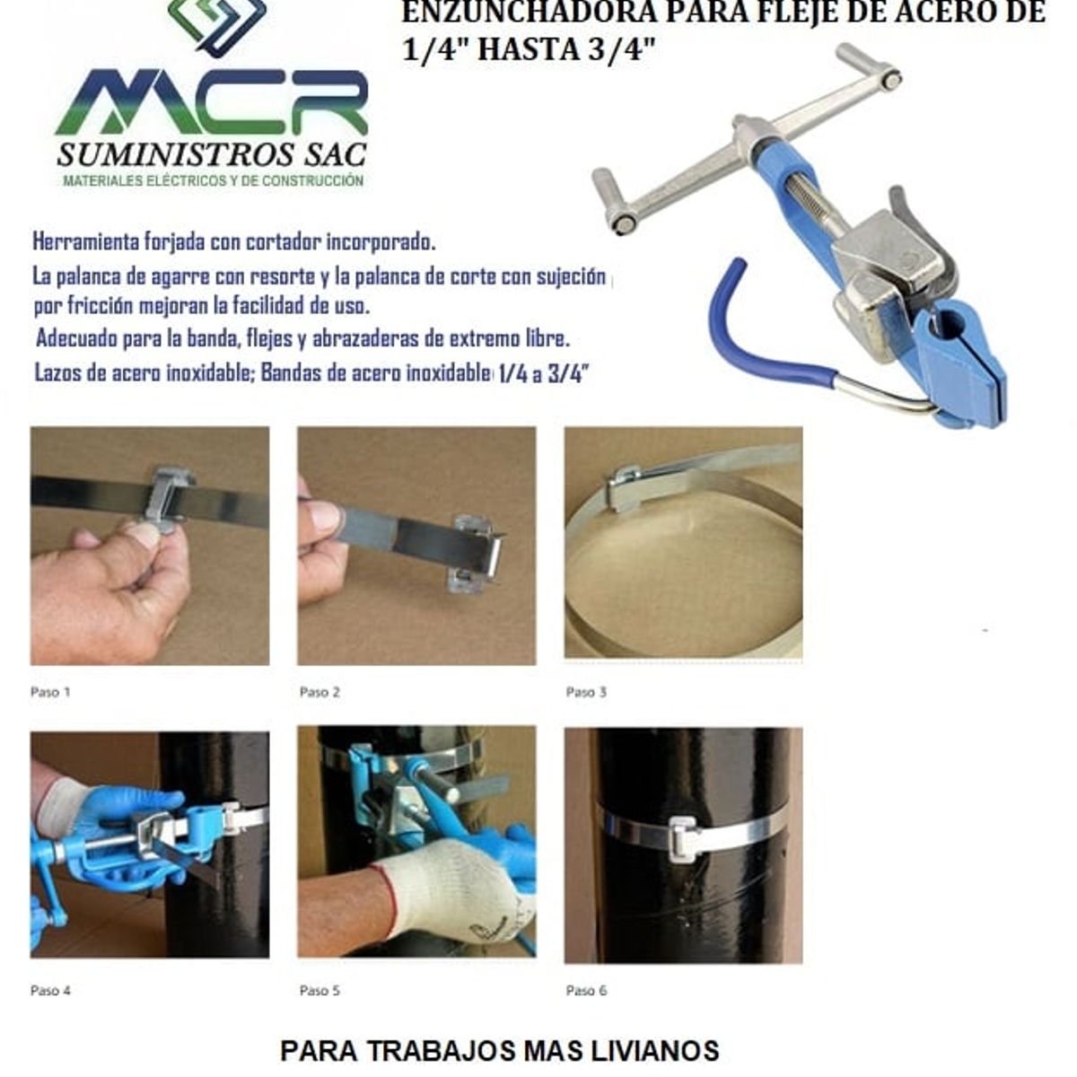GENERICO - ENZUNCHADORA PARA FLEJE DE ACERO DE 1-4 pulgada HASTA 3-4 pugadas