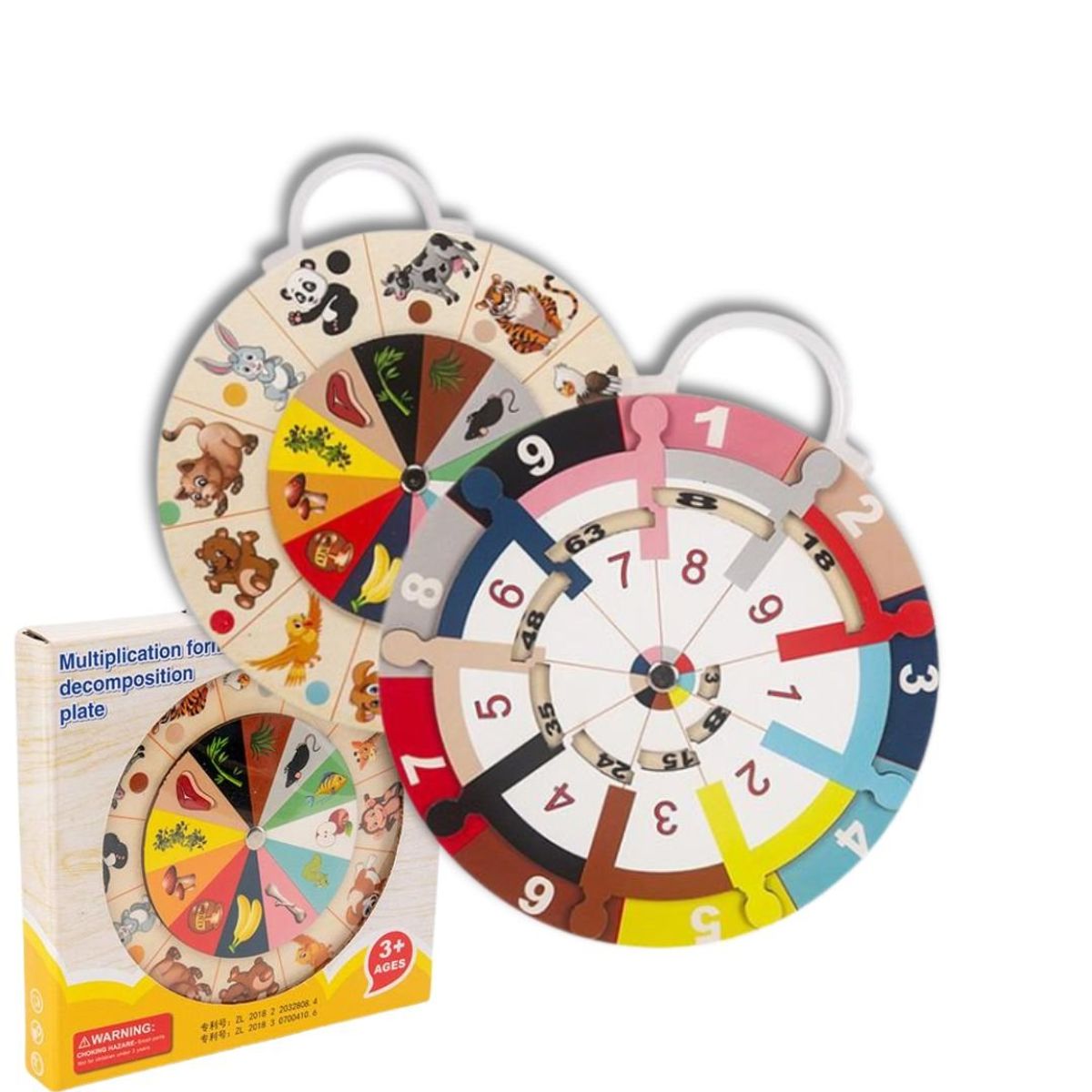 GENERICO - Juego Didáctico Reloj 2En1 Animales + Tabla De Multiplicar