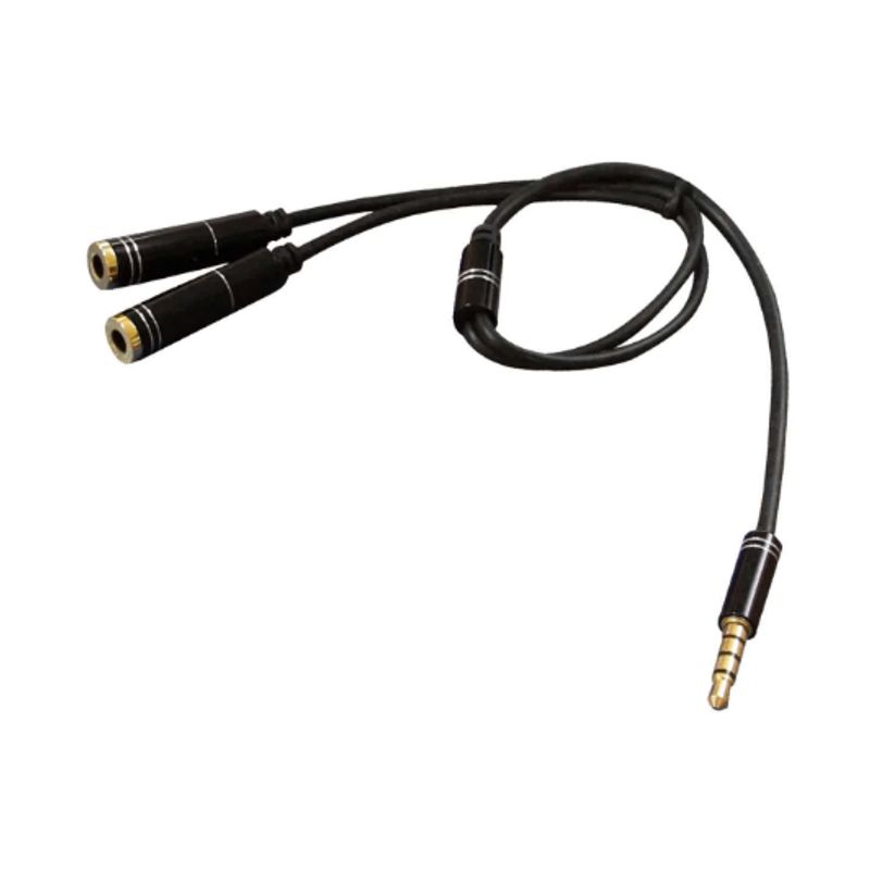 BATBLACK - Adaptador 2 Jack 3.5mm a Plug TRRS 3.5mm BT-KY67/BK BATBLACK