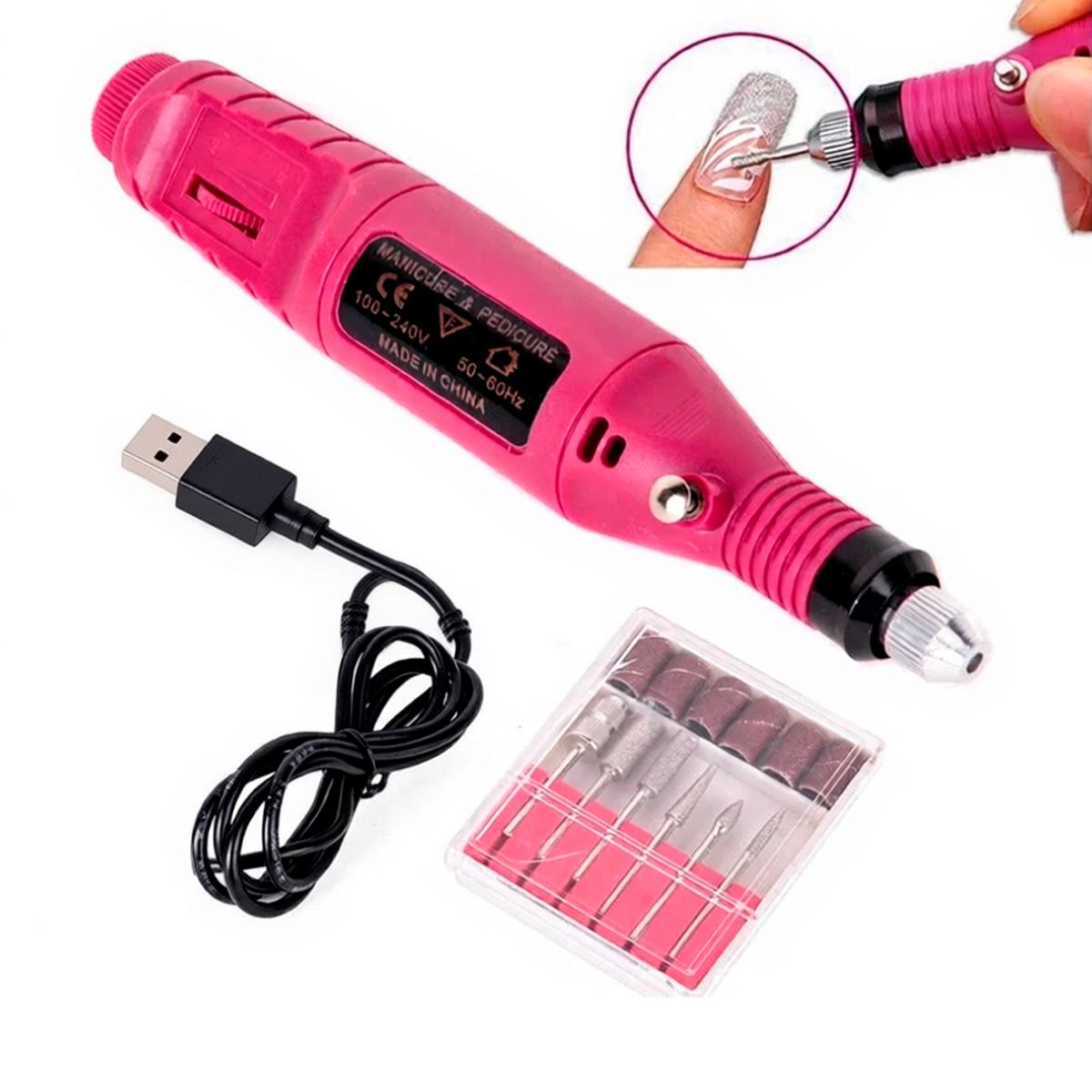 GENERICO - Pulidor De Uñas Eléctrico Manicura Pedicura y Kit De Pulido