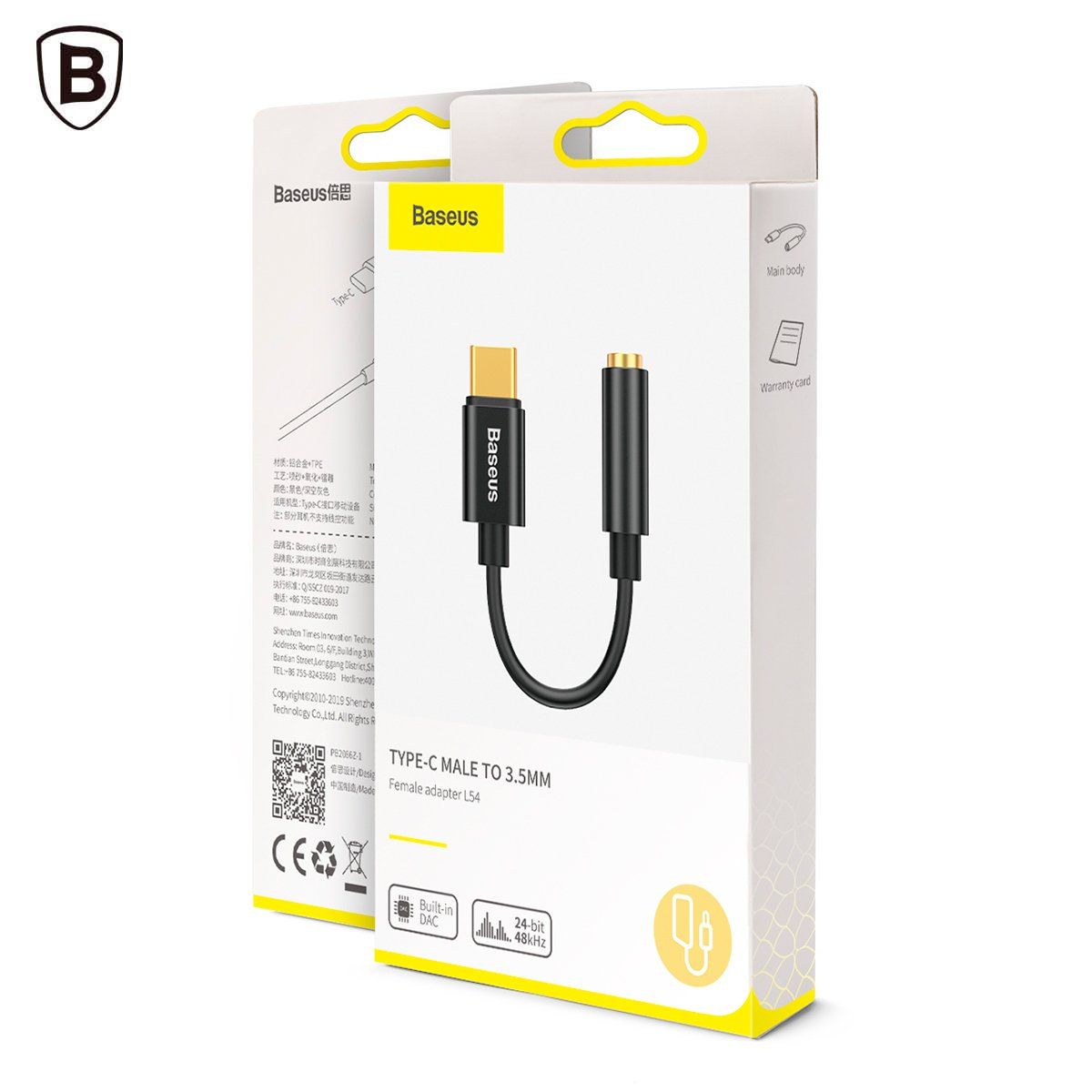 BASEUS - Adaptador Tipo C a Jack 3.5 mm Hembra Baseus L54
