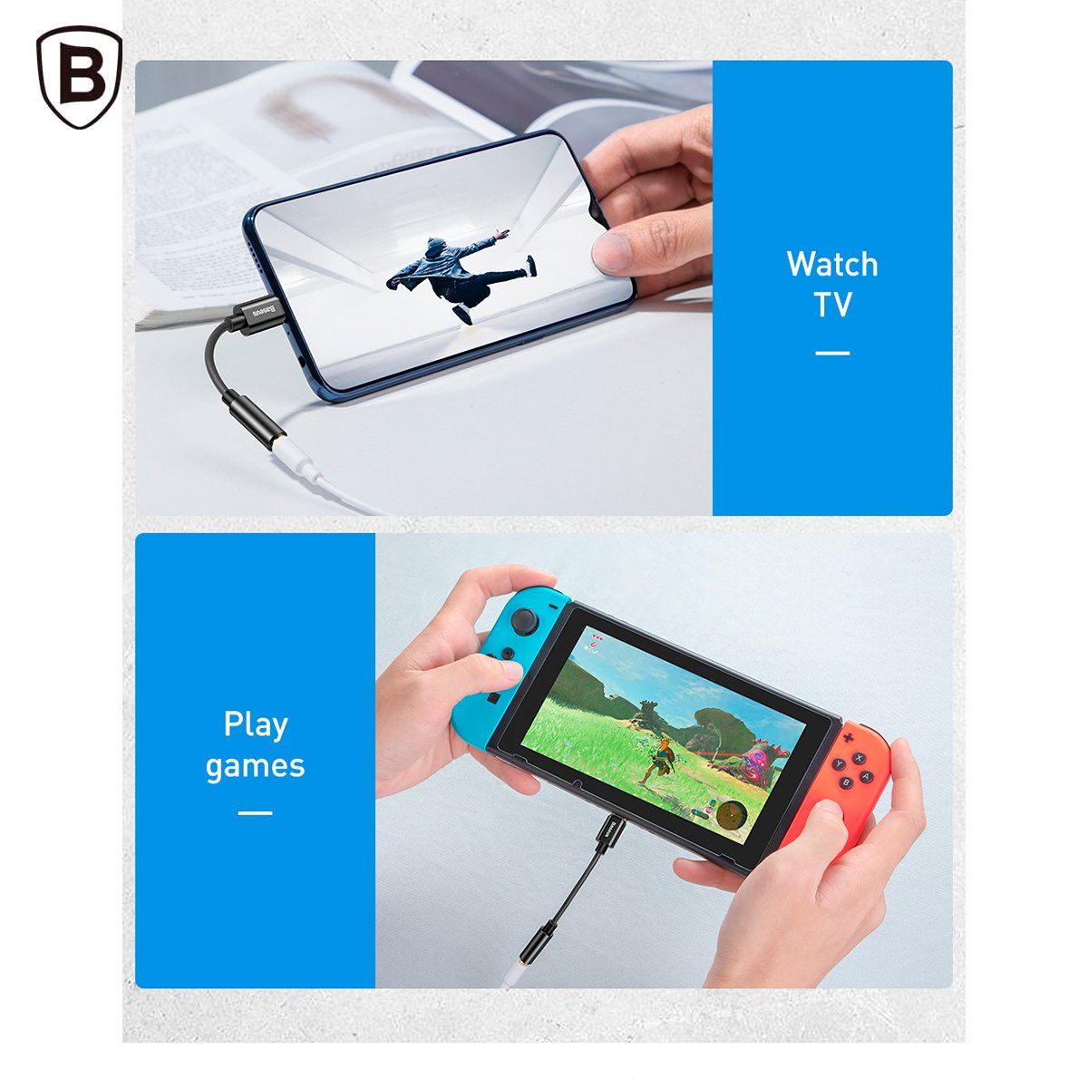 BASEUS - Adaptador Tipo C a Jack 3.5 mm Hembra Baseus L54