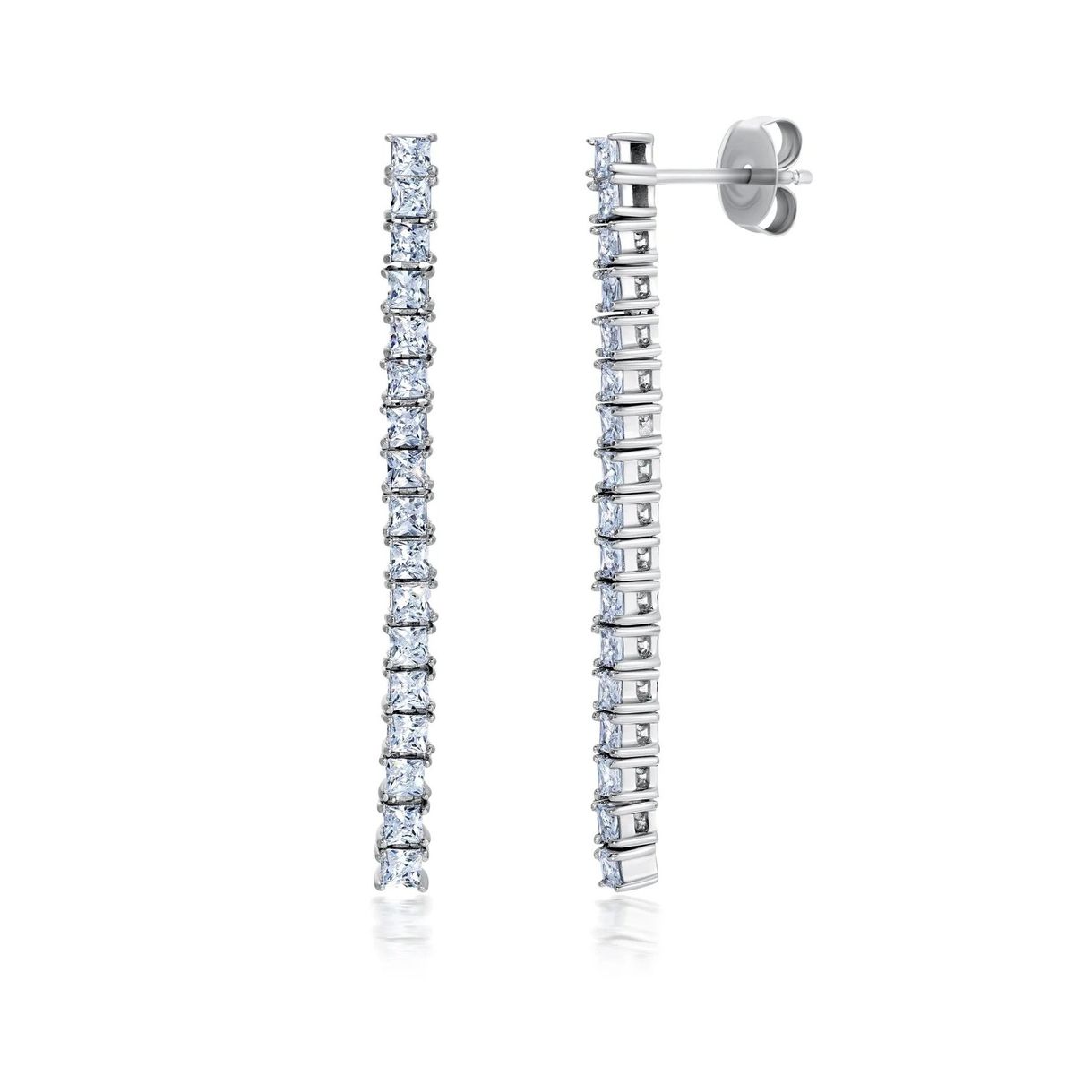 CRISLU - Aretes Lineales con Piedras Redondas de 2mm