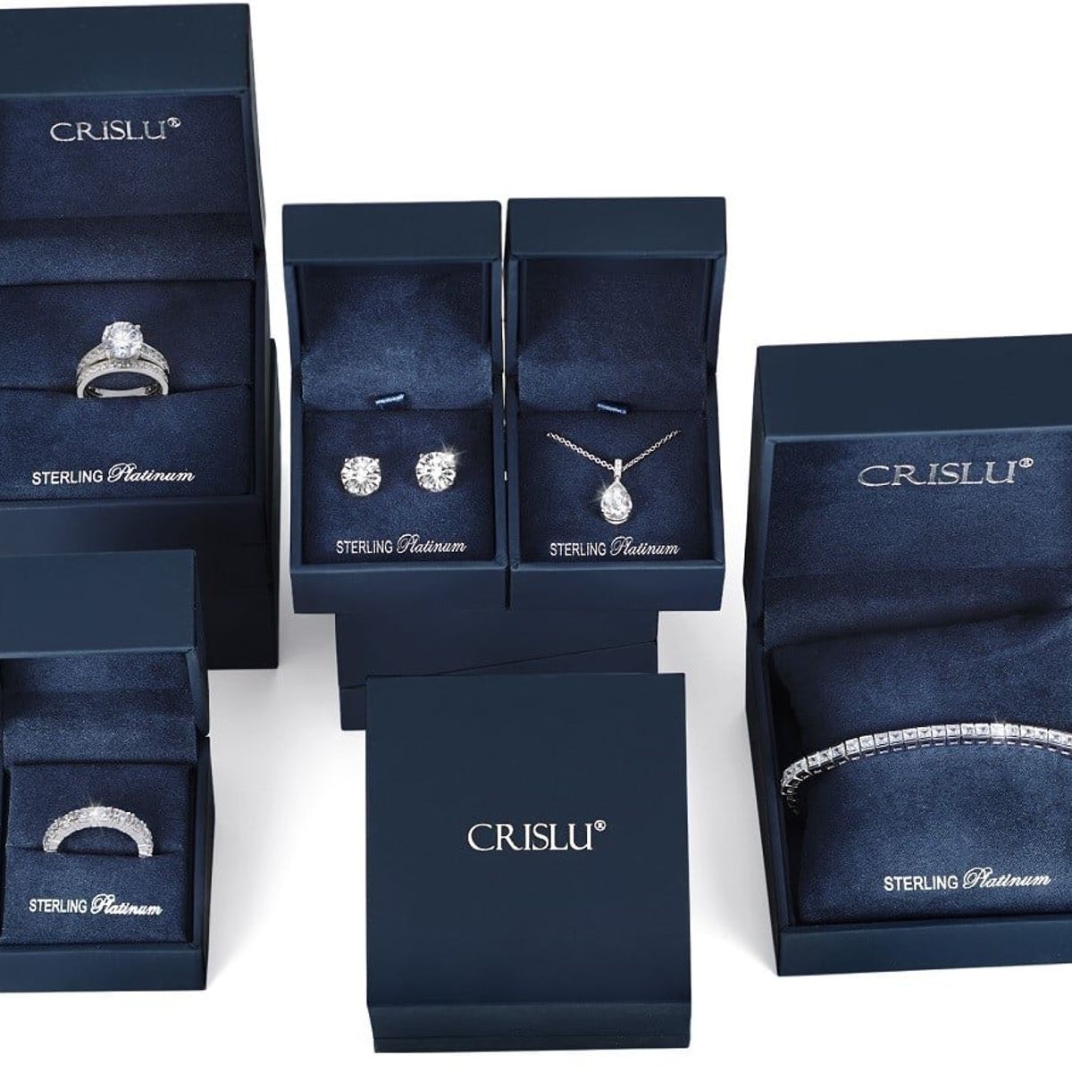 CRISLU - Aretes Lineales con Piedras Redondas de 2mm