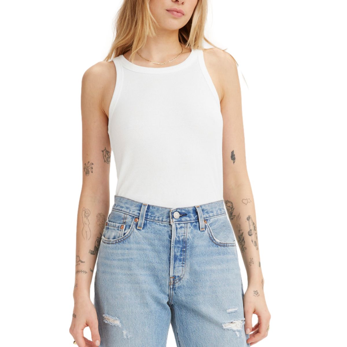 LEVIS - Polo Mujer Lisa Sin Mangas Blanco Levis