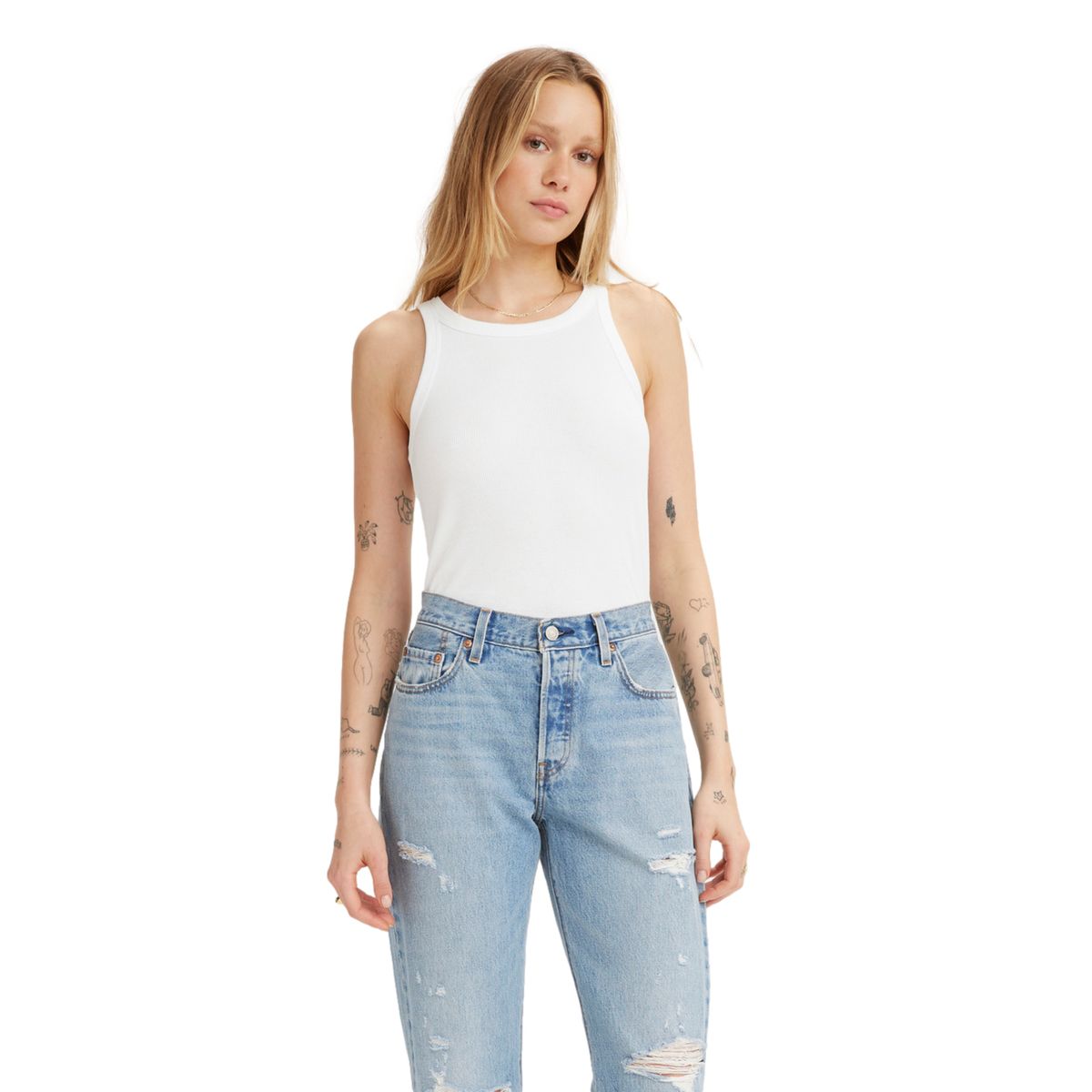 LEVIS - Polo Mujer Lisa Sin Mangas Blanco Levis