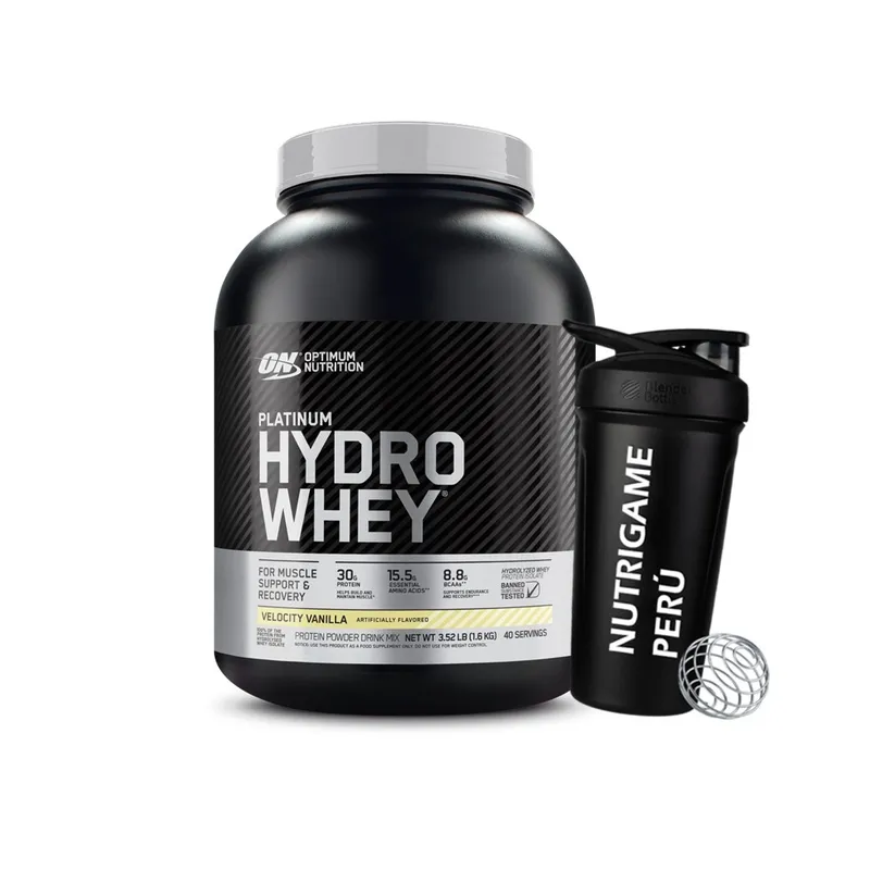 OPTIMUN NUTRITION - Proteína Platinum Hydro Whey 3.5 Lb Vainilla +Shaker