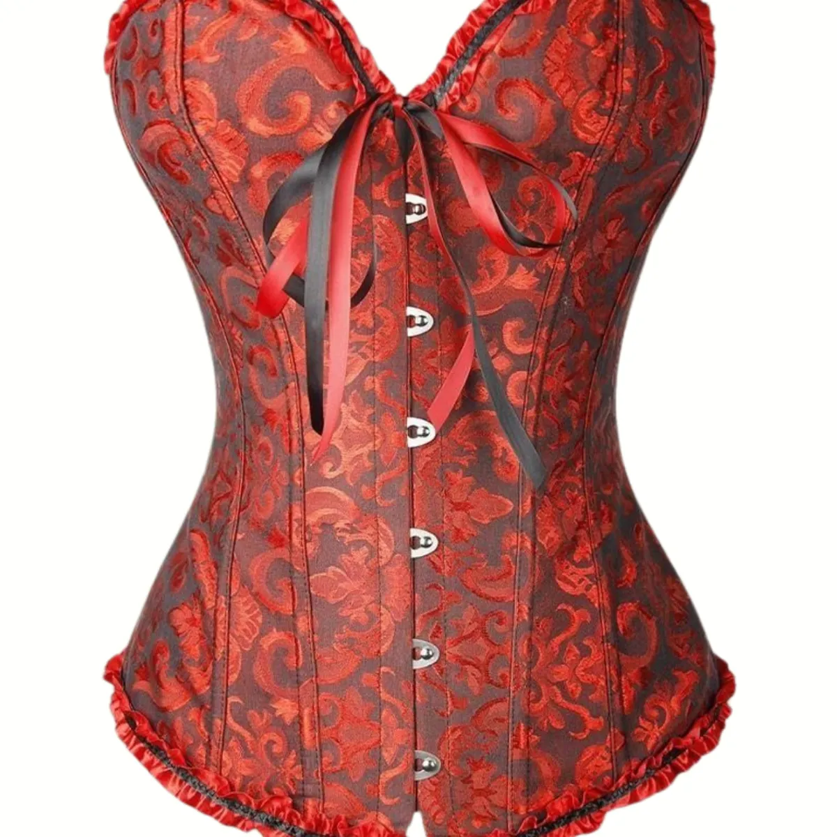 GENERICO - Corset Princess Rojo y Negro Encaje Mujer Victoriano