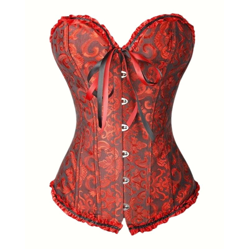 GENERICO - Corset Princess Rojo y Negro Encaje Mujer Victoriano