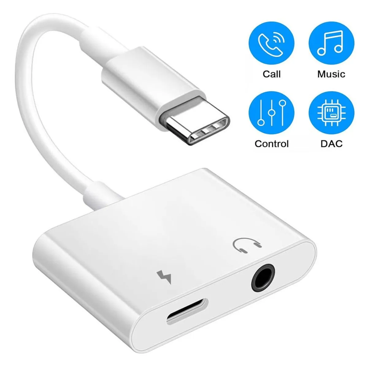 OEM - Adaptador Tipo C a Audio y micrófono Jack 3.5 mm y carga Tipo C