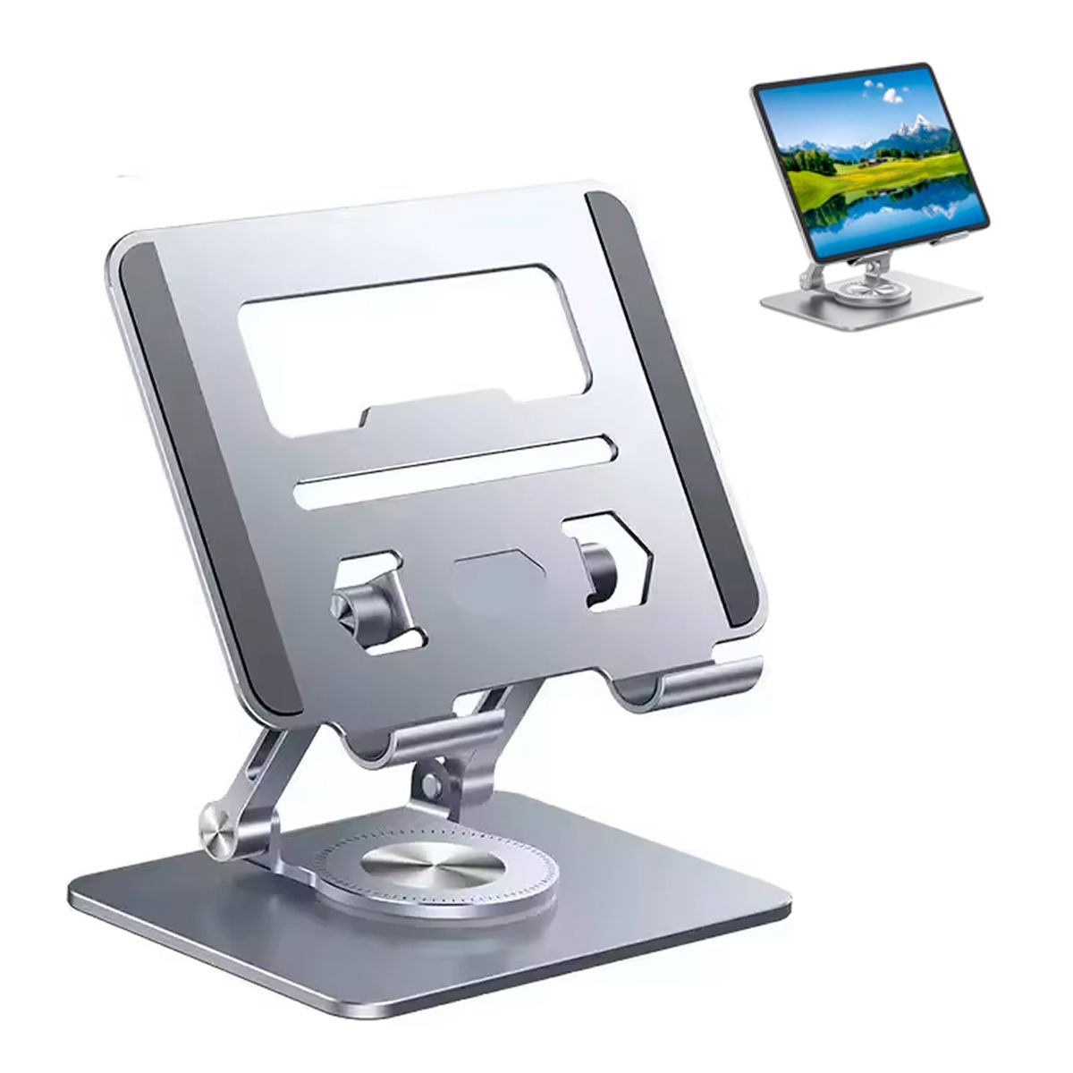 GENERICO - Soporte Aluminio Premium Para Tablets IPads Cel Hasta 12" Rotación 360