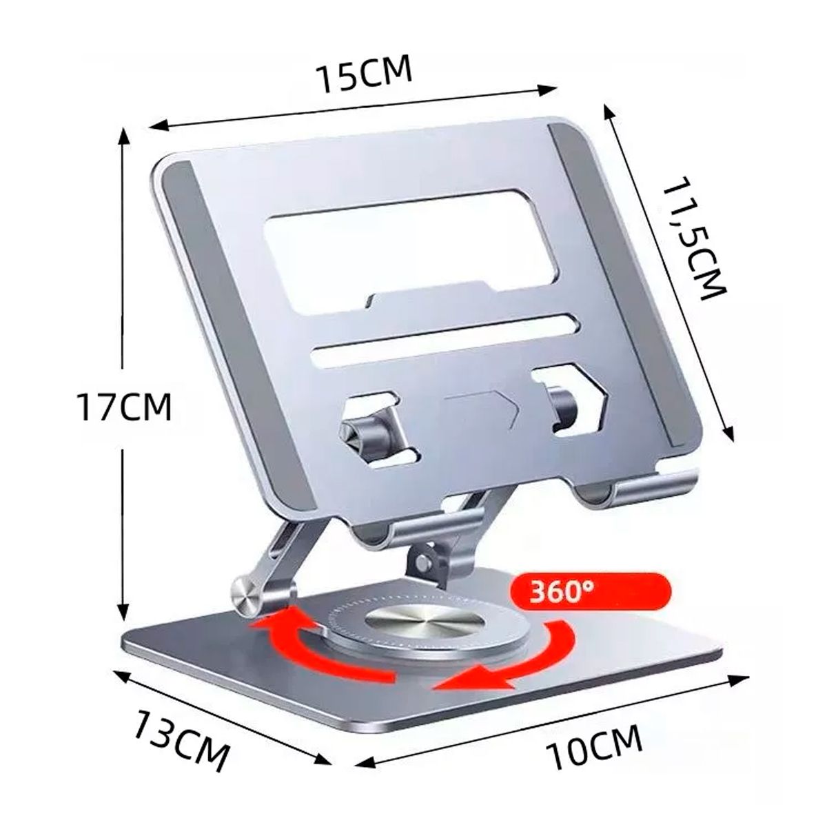 GENERICO - Soporte Aluminio Premium Para Tablets IPads Cel Hasta 12" Rotación 360