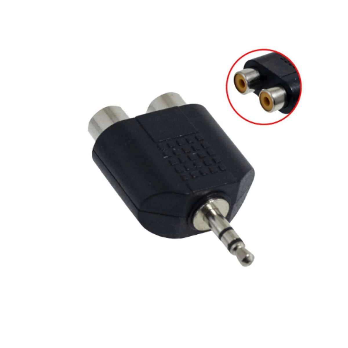 GENERICO - Adaptador Plug Stereo 3.5mm A 2 Jack RCA Plástico P-246
