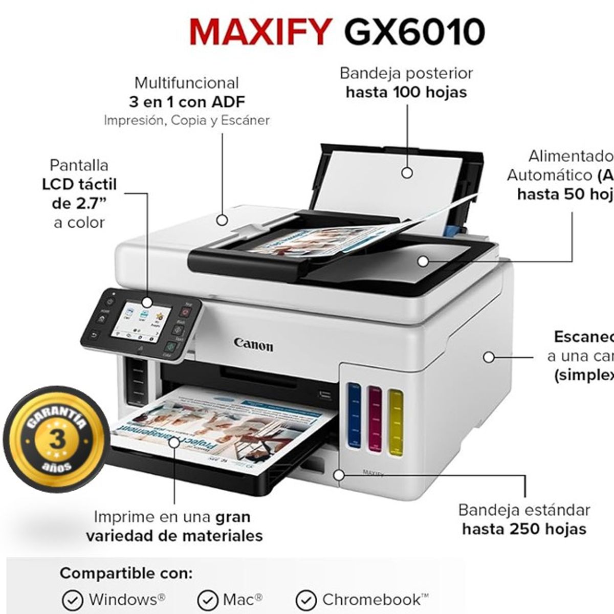 CANON - Impresora Multifuncional CANON Maxify GX 6010 Wifi USB