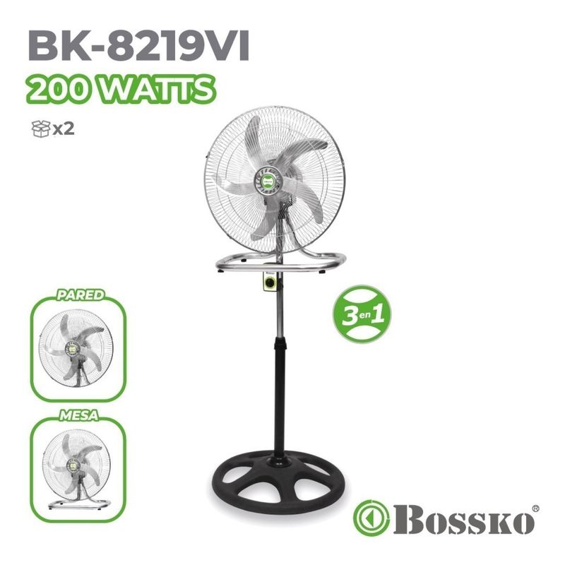 BOSSKO - VENTILADOR PEDESTAL BOSSKO BK-8219VI - 5 ASPAS - MOTOR DE 200 WATTS