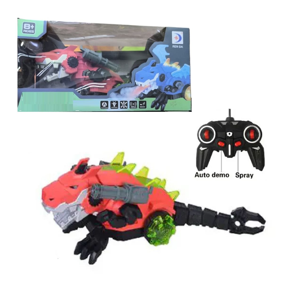 GENERICO - Robot Dinosaurio Smoking a Bateria Recargable -Rojo