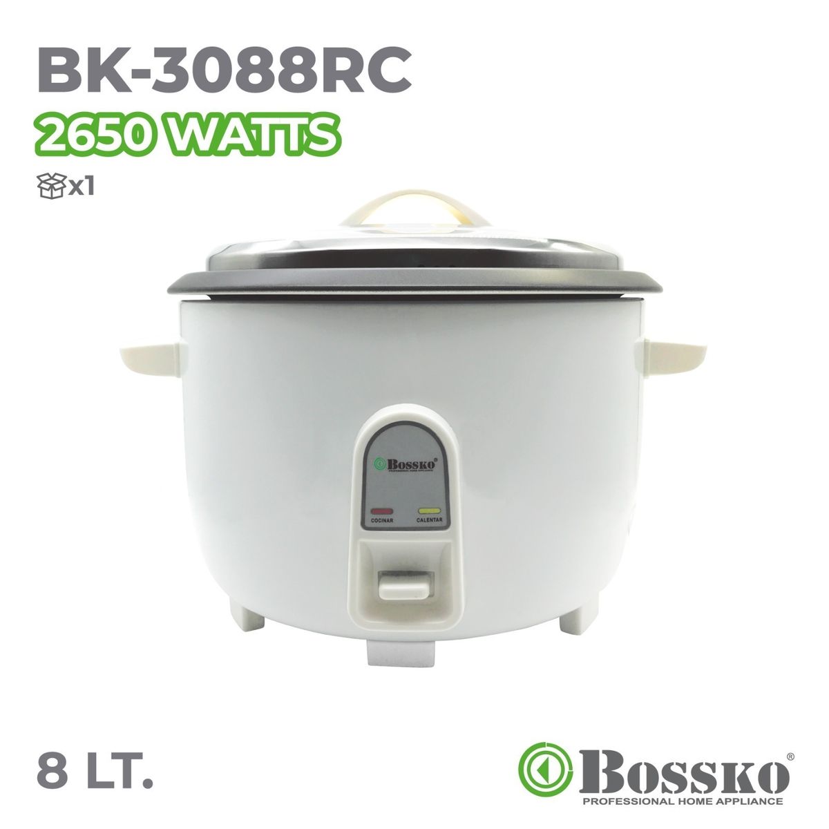 BOSSKO - Olla arrocera multiusos 8 Litros Bossko BK-3088RC -Blanco