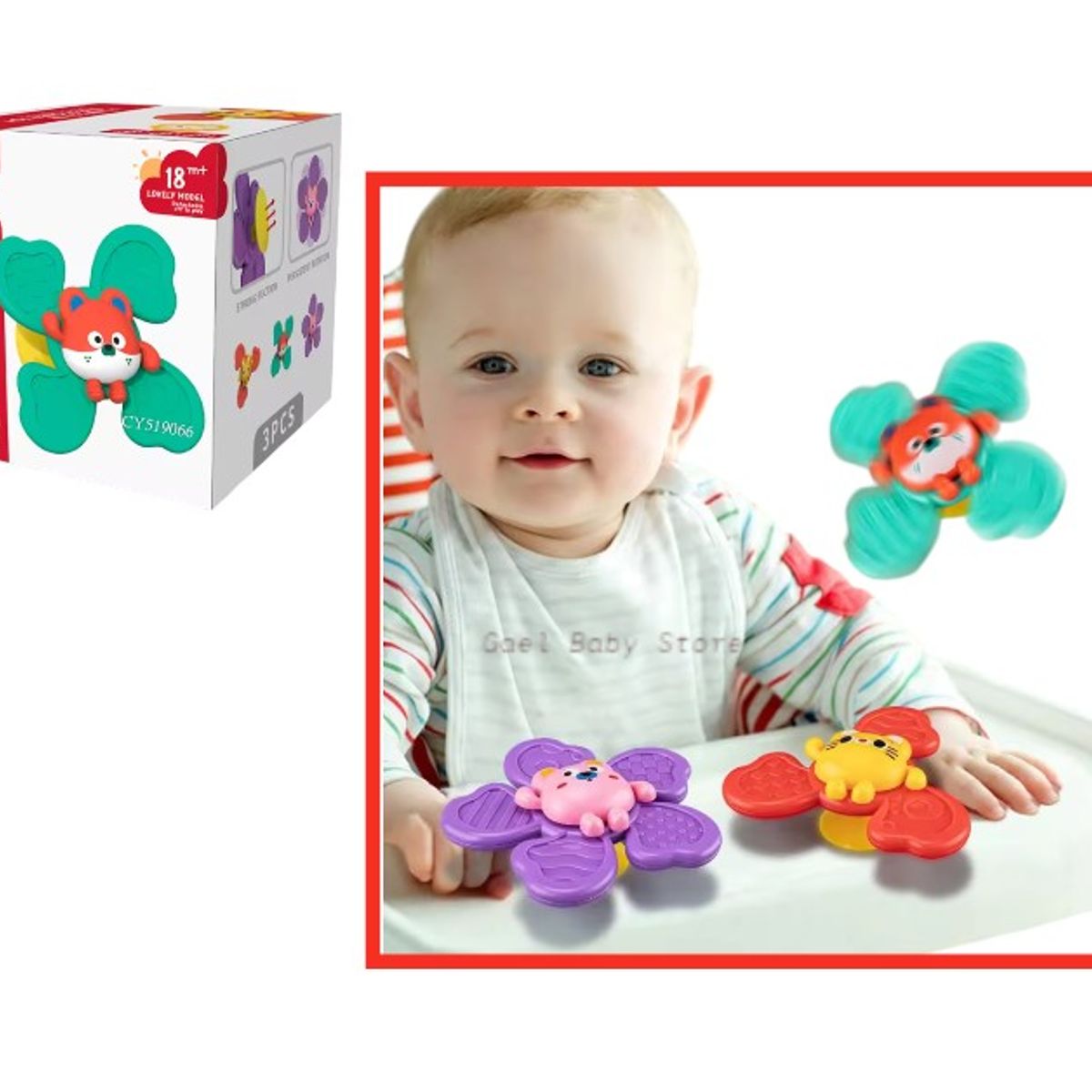 GENERICO - PACK DE 3 SPINNER SENSORIALES PARA BEBÉ UNISEX