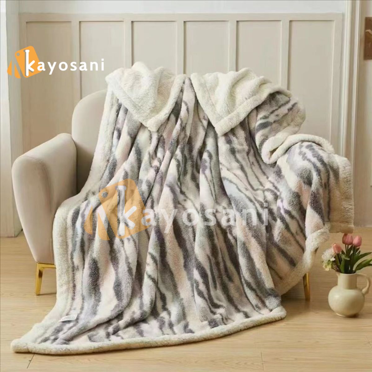 CASATEX - Manta Hipoalergénica Piel De Conejo Con Carnero Sherpa