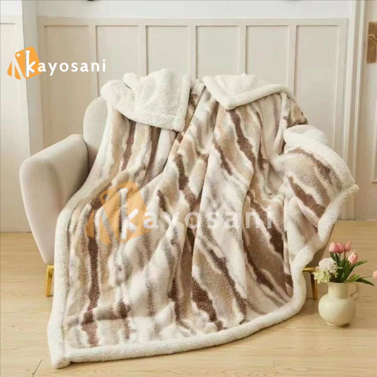 CASATEX - Manta Hipoalergénica Piel De Conejo Con Carnero Sherpa