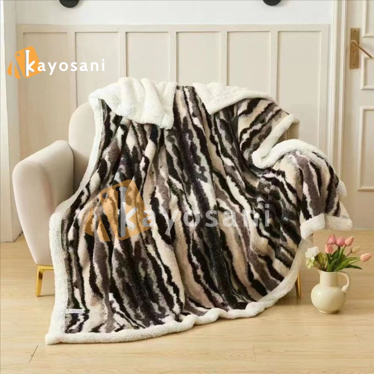 CASATEX - Manta Hipoalergénica Piel De Conejo Con Carnero Sherpa