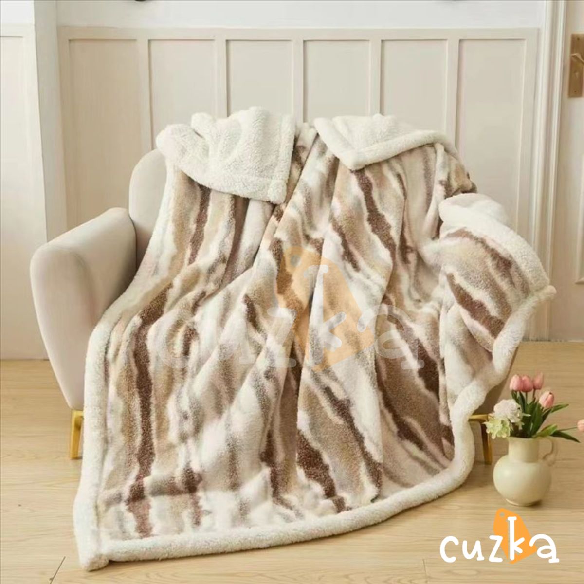 CASATEX - Manta Hipoalergénica Piel De Conejo Con Carnero Sherpa