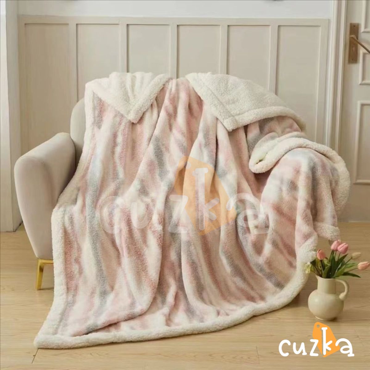 CASATEX - Manta Hipoalergénica Piel De Conejo Con Carnero Sherpa