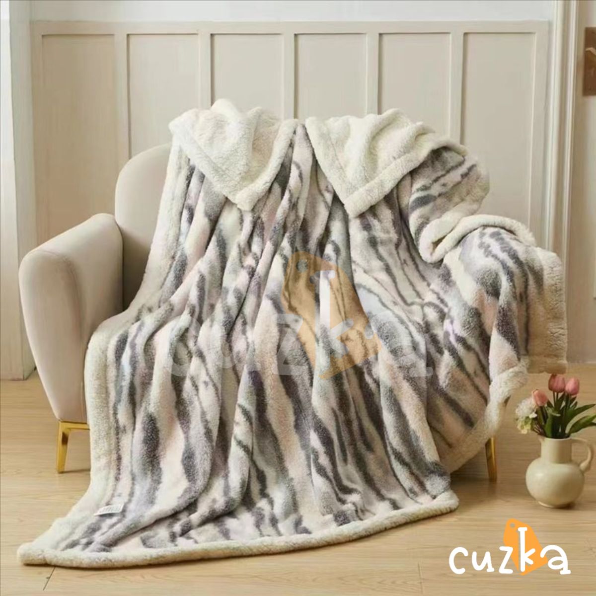 CASATEX - Manta Hipoalergénica Piel De Conejo Con Carnero Sherpa