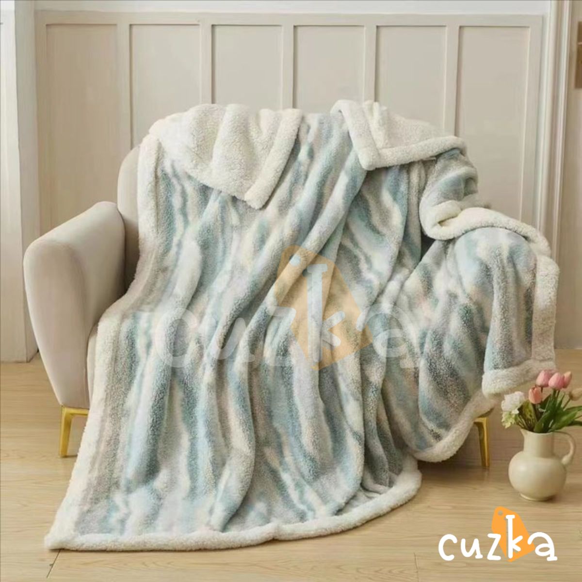 CASATEX - Manta Hipoalergénica Piel De Conejo Con Carnero Sherpa