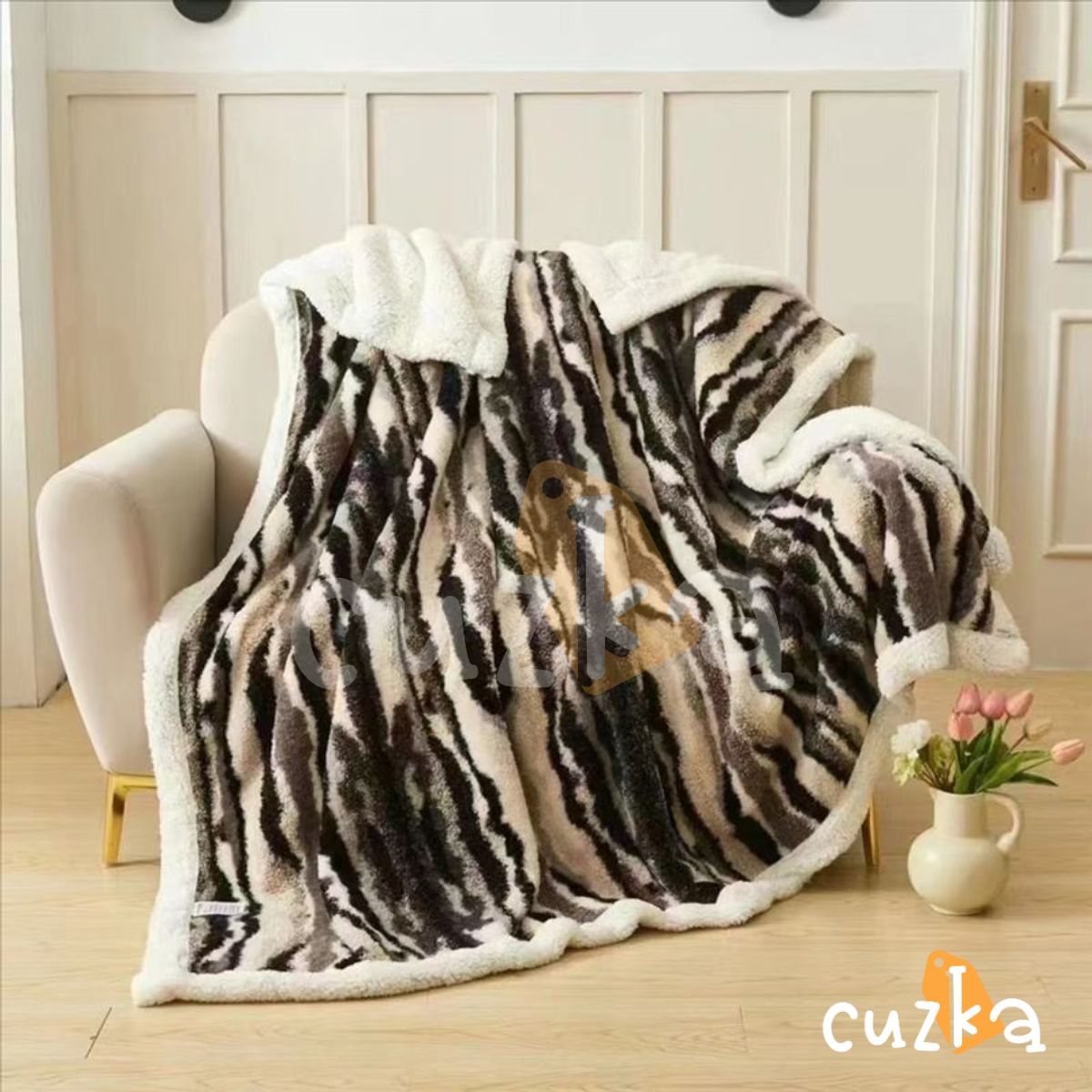 CASATEX - Manta Hipoalergénica Piel De Conejo Con Carnero Sherpa