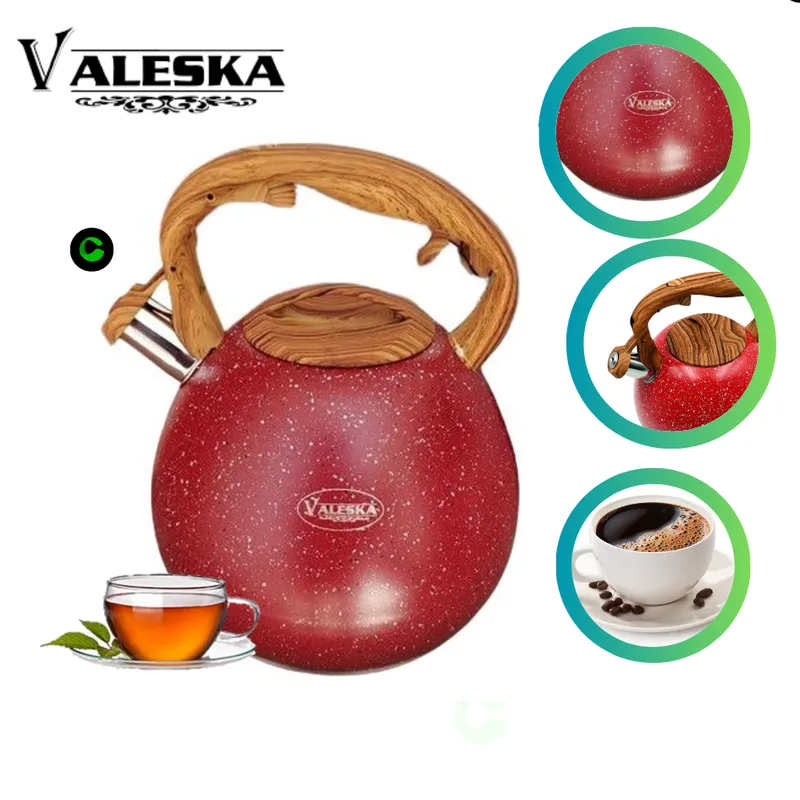 VALESKA - Tetera silbadora en piedra roca volcánica Valeska VL-MK590 - ROJO