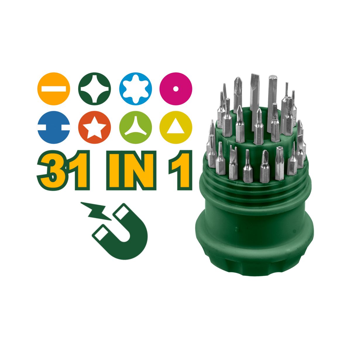 GENERICO - Detornillador con puntar intercambiables 31 piezas Jadever