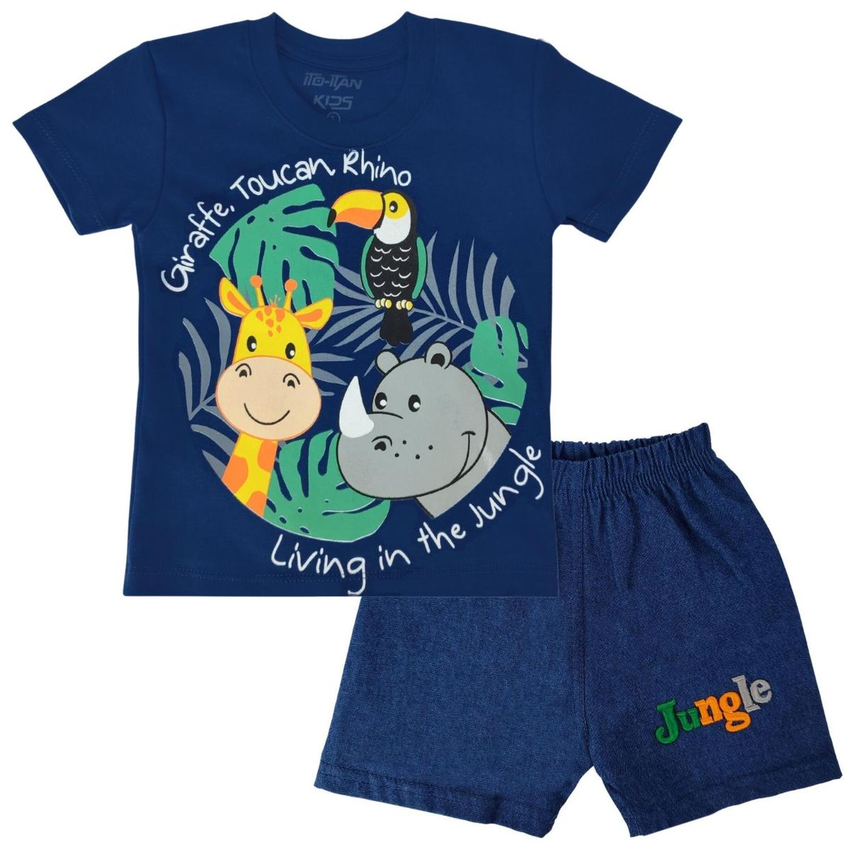 GENERICO - Conjunto bebé - Polo Short - Safari - Azul