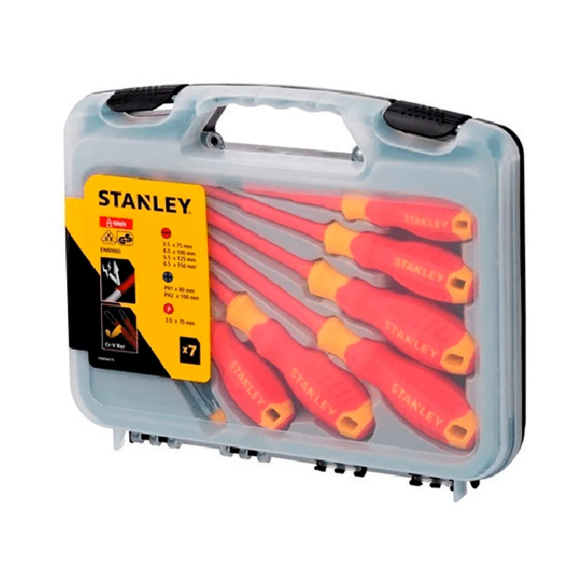 STANLEY - Juego de 7 Destornilladores Aislados 1000V MaxSteel