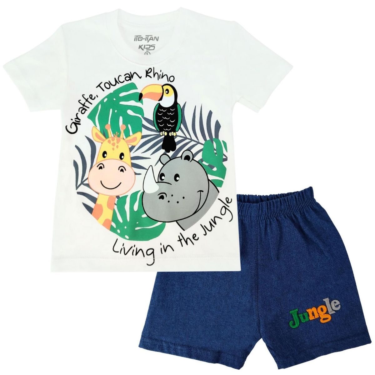 GENERICO - Conjunto bebé - Polo Short - Safari - Blanco