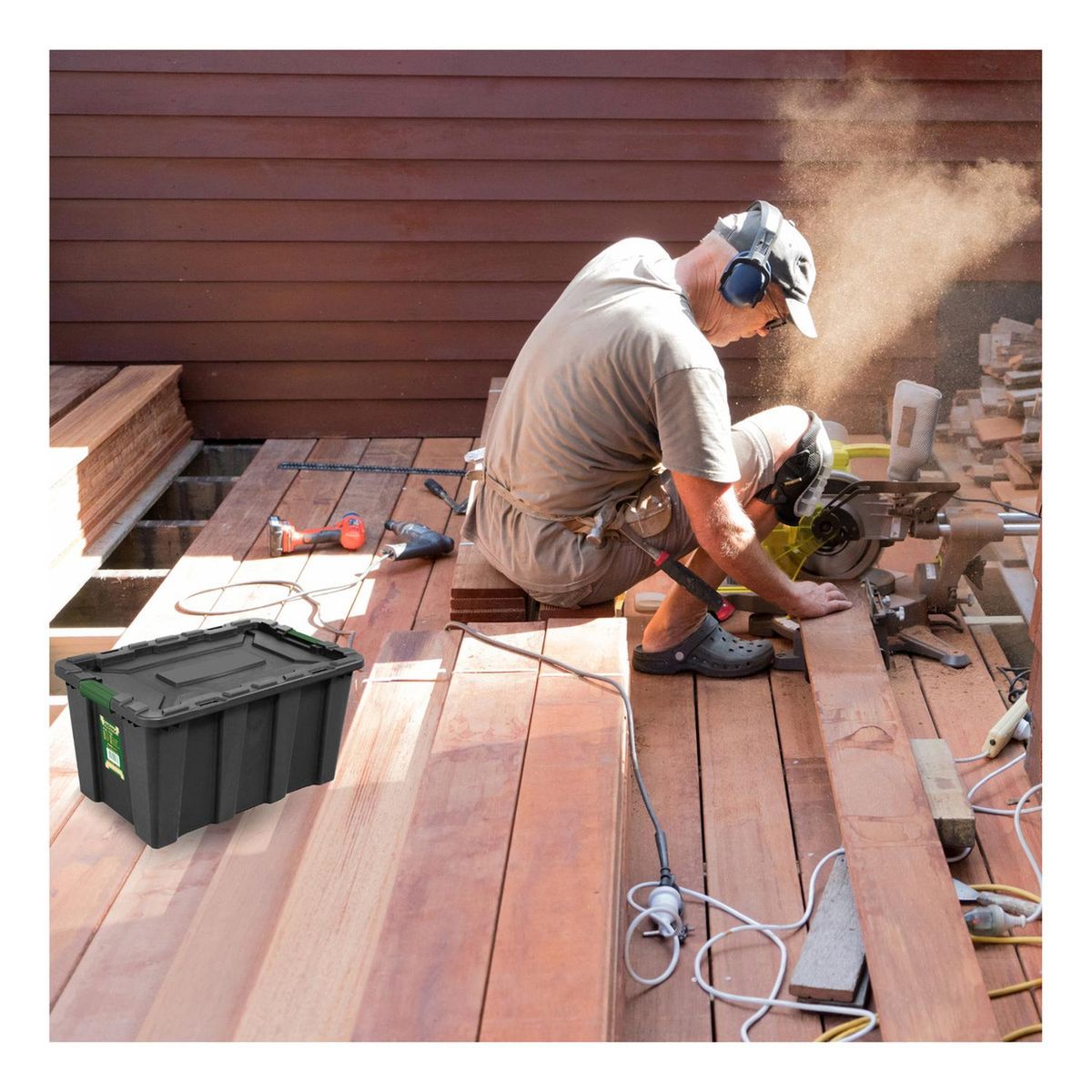 GENERICO - Caja de almacenamiento negro 18.5" 25 litros Jadever