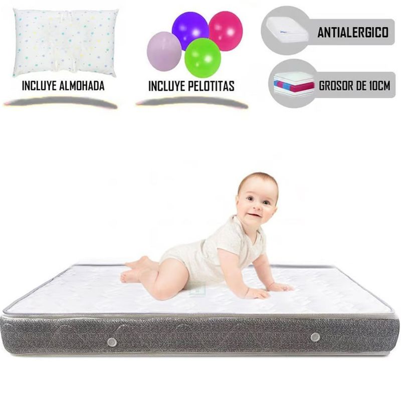 LIFESTYLES - Colchón de Bebe para Cunas pack and play de 4 Gris