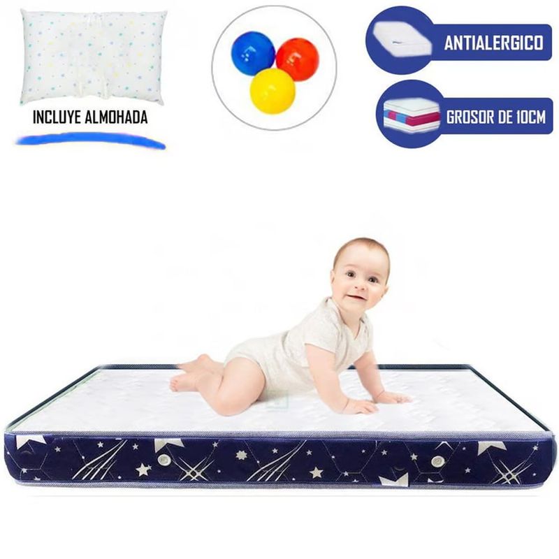 LIFESTYLES - Colchón de Bebe para Cunas pack and play de 4 Azul