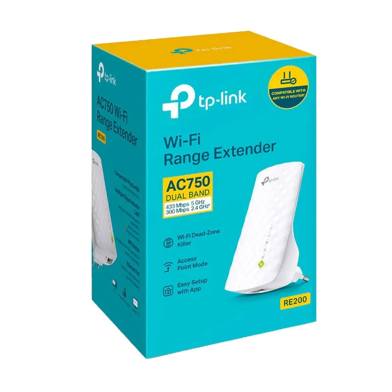 TP LINK - RE200 Extensor de Rango dual banda 24ghz y 5ghz Wi-Fi AC750