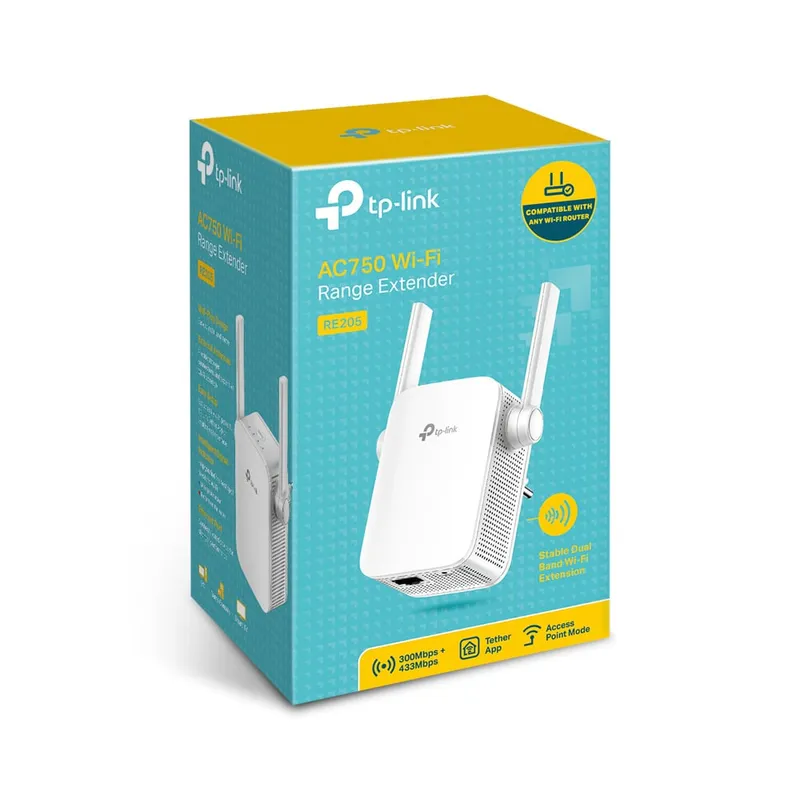 TP LINK - RE205 Extensor de Cobertura Wi-Fi  dual banda 5ghz 2.4ghz AC750