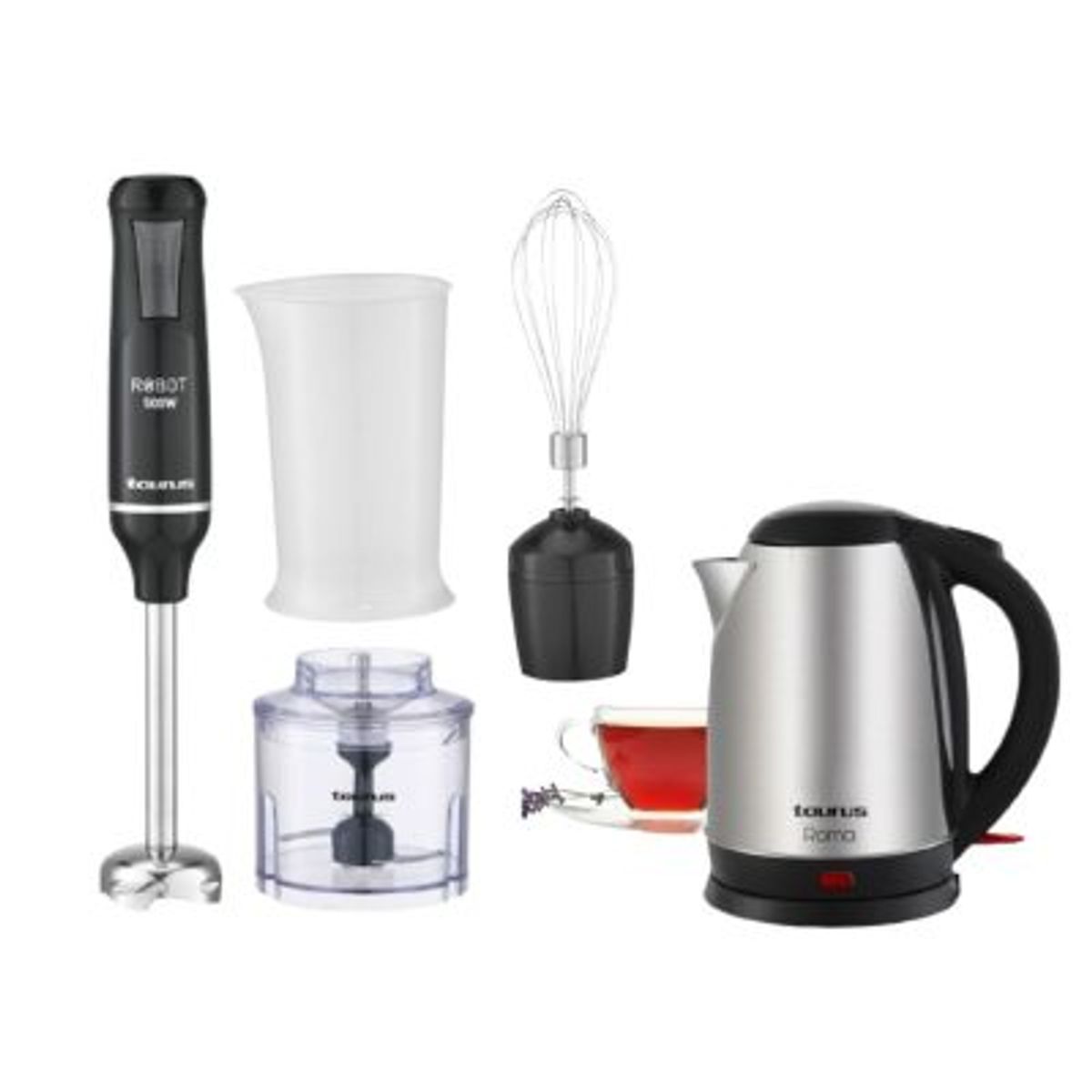 TAURUS - Combo Batidora de Inmersion Robot 500 Plus Inox II  + Hervidor Taurus