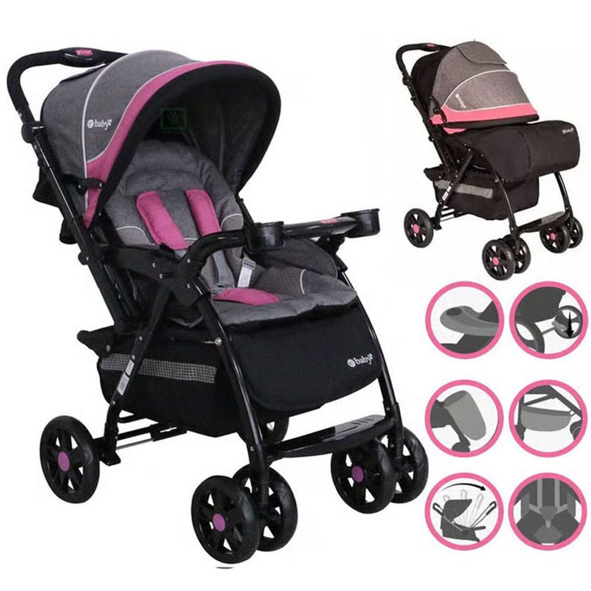 EBABY - Coche Cuna Yodie 1142-1 Pink