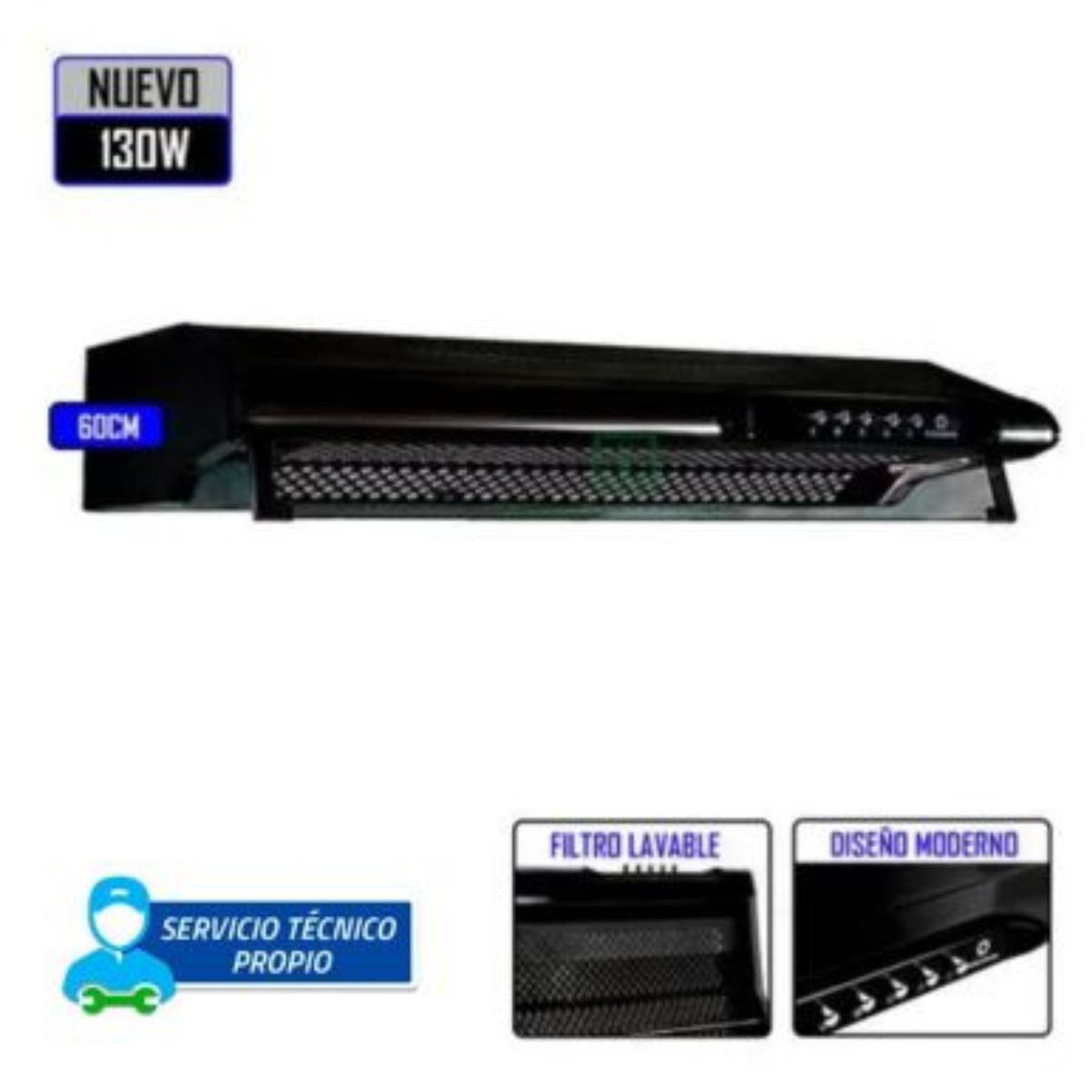 INDURAMA - CAMPANA EXTRACTORA INDURAMA - CEI-602NE 3 VELOCIDADES 60CM  NEGRO